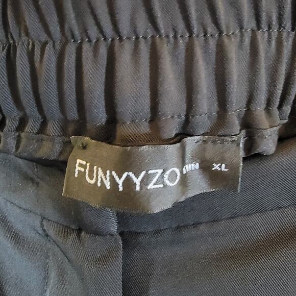 Funyyzo Black Dress Pants Womens XL Wide Slacks High Waist Stretch Work Pockets - Picture 3 of 5